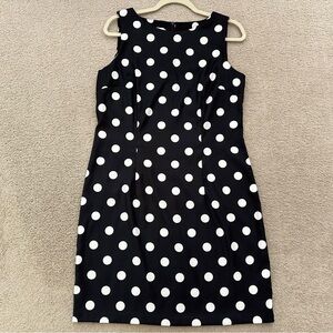 Trending Polka Dot Dress - Black & White Sleeveless Fitted Sheath -Retro- Mod